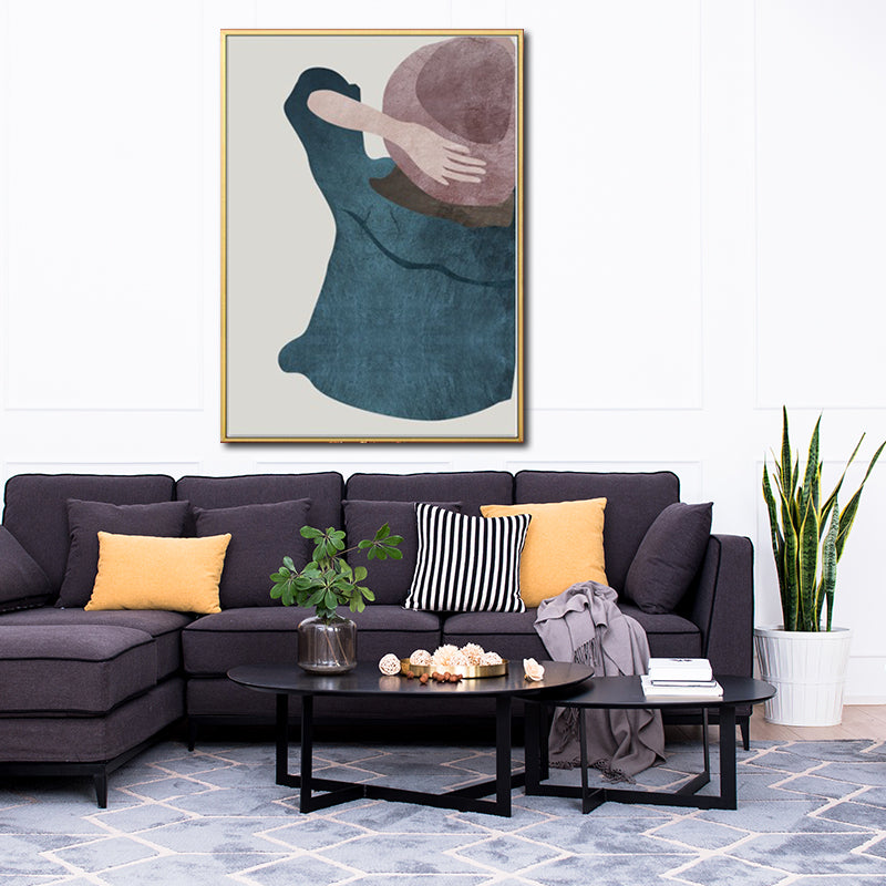 Brehn | Minimalistische Mode Mädchen Wandkunst Pastellfarbe Texturierte Leinwand für das Wohnzimmer