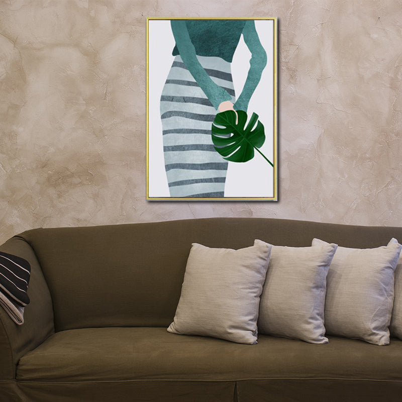 Brehn | Minimalistische Mode Mädchen Wandkunst Pastellfarbe Texturierte Leinwand für das Wohnzimmer