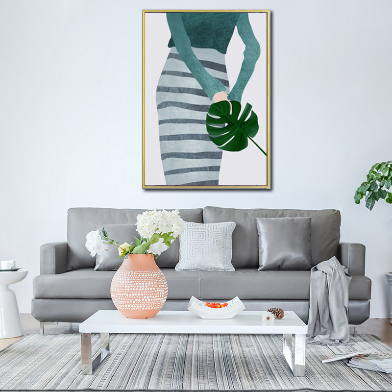 Brehn | Minimalistische Mode Mädchen Wandkunst Pastellfarbe Texturierte Leinwand für das Wohnzimmer