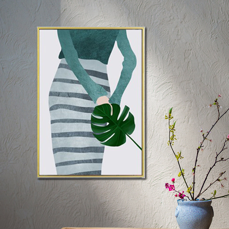 Brehn | Minimalistische Mode Mädchen Wandkunst Pastellfarbe Texturierte Leinwand für das Wohnzimmer