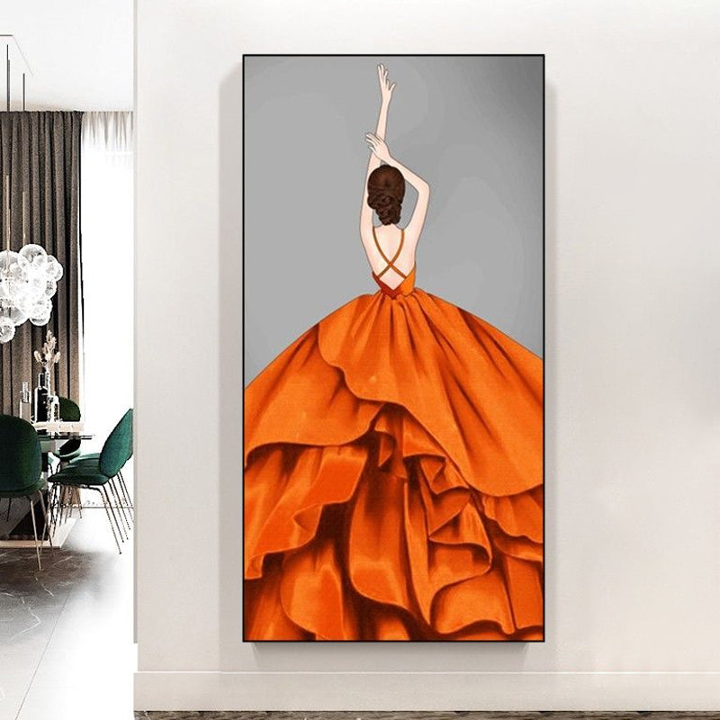 Brehn | Gelbes Ballerina-Leinwand-Wandkunst Texturiert Nordischer Stil Mädchen Schlafzimmer Wanddekoration