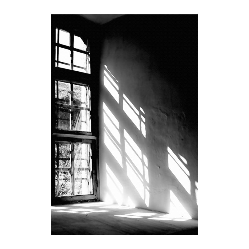 Brehn | Fenster Sonnenlicht Leinwanddruck Vintage Texturierte Wandkunst Druck in Schwarz für das Schlafzimmer