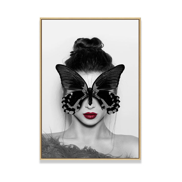 Brehn | Stijlvolle vrouw met masker canvas voor meisjeskamer, lichte kleur, gestructureerd oppervlak