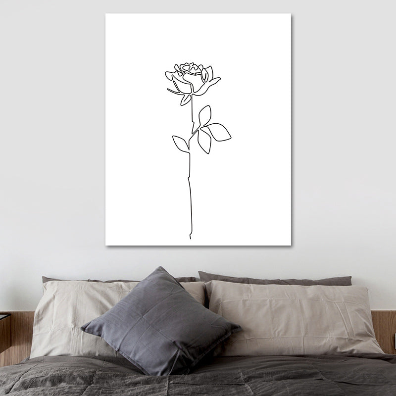 Brehn | Nordic Style Blumenblüte Malerei in weißer strukturierter Wanddekoration für das Esszimmer