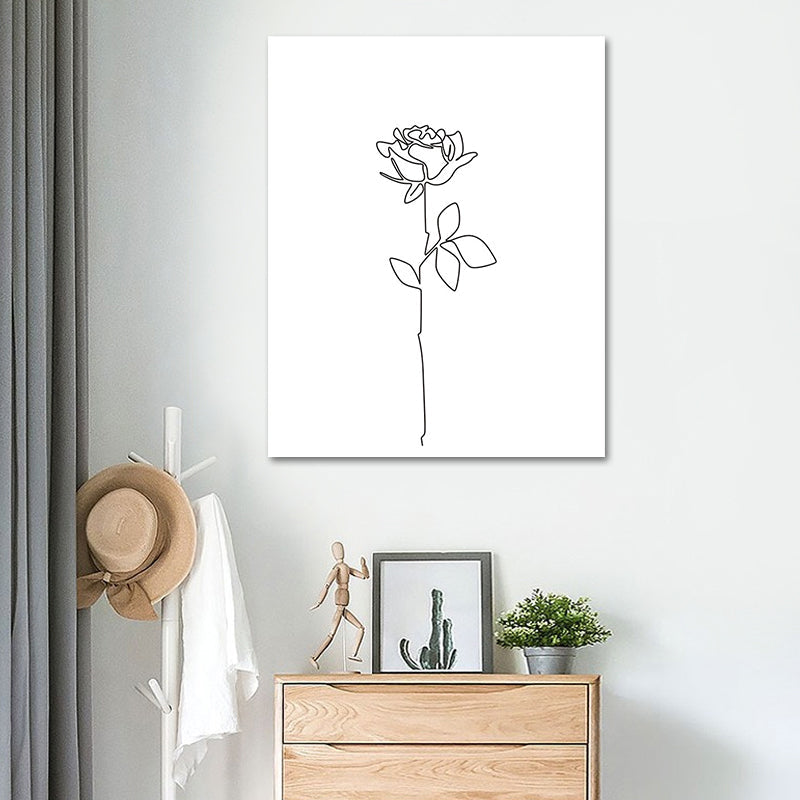 Brehn | Nordic Style Blumenblüte Malerei in weißer strukturierter Wanddekoration für das Esszimmer