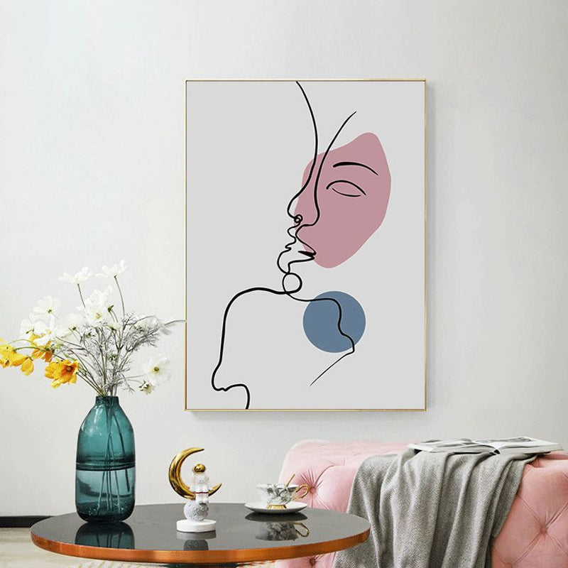 Brehn | Charaktermuster Wanddekoration in Pastellfarbe Nordic Style Leinwand für das Wohnzimmer
