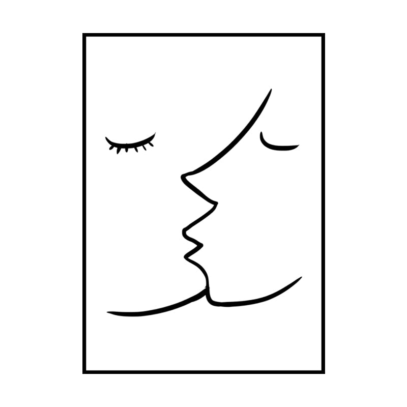 Brehn | Textured Two Kissing Characters Painting Skandinavischer Stil Leinwand Wandkunst Druck