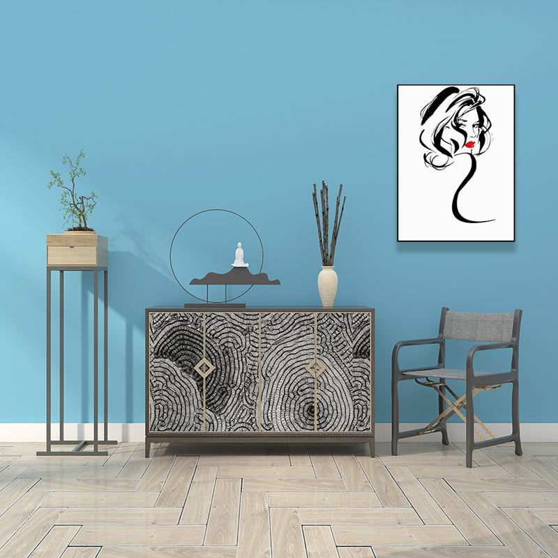 Brehn | Charakterporträt-Leinwand für das Mädchenzimmer Kohlezeichnungen Wandkunst Dekor, mehrere Größen