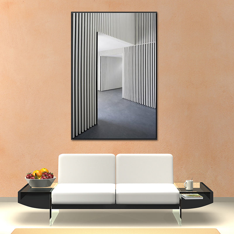 Brehn | Grau Gestreift Architektur Canvas Texturiert Industrieller Stil Wohnzimmer Wandkunst