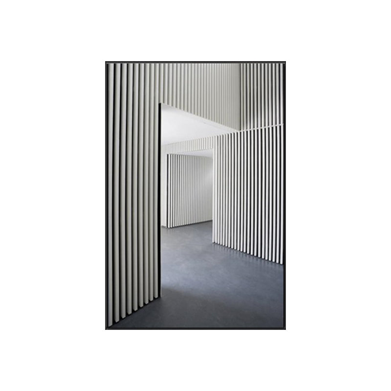 Brehn | Grau Gestreift Architektur Canvas Texturiert Industrieller Stil Wohnzimmer Wandkunst