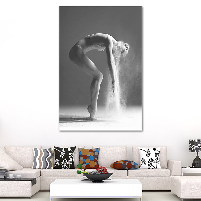 Brehn | Graues Ballerina-Leinwandkunst Tänzer Retro-Stil Strukturierte Wanddekoration für das Wohnzimmer