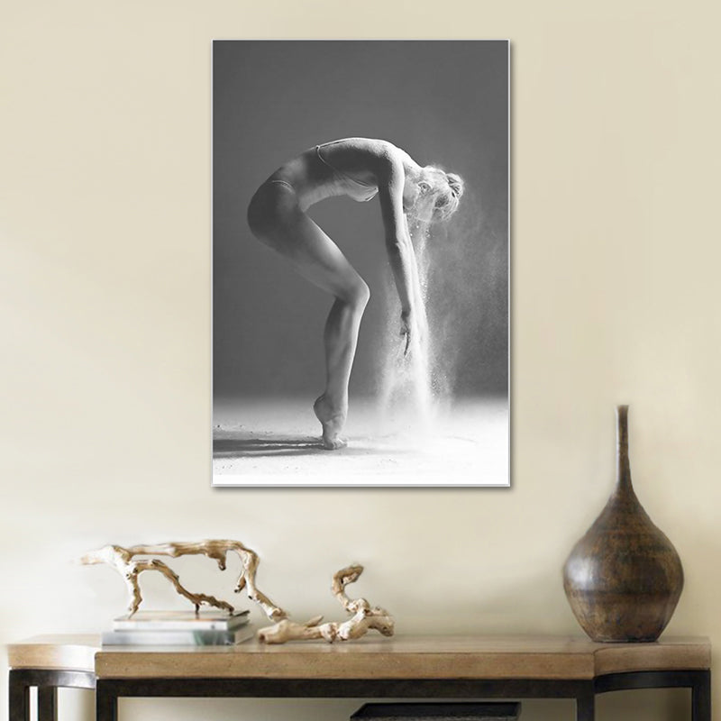 Brehn | Graues Ballerina-Leinwandkunst Tänzer Retro-Stil Strukturierte Wanddekoration für das Wohnzimmer