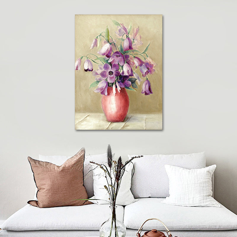 Brehn | Blumen und Vase Malerei Leinwand Modernismus Texturierte Wandkunst in Heller Farbe