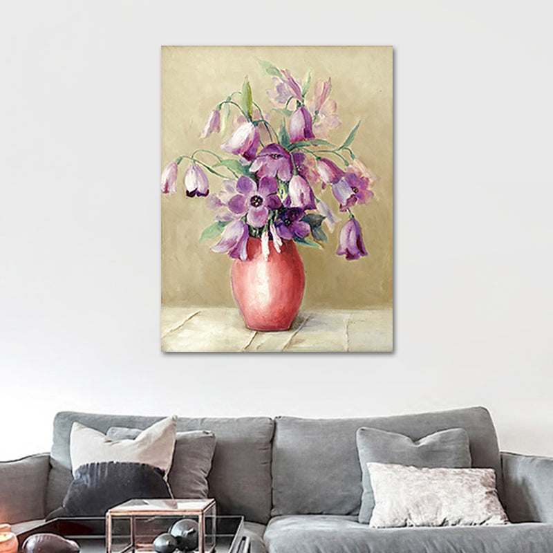 Brehn | Blumen und Vase Malerei Leinwand Modernismus Texturierte Wandkunst in Heller Farbe