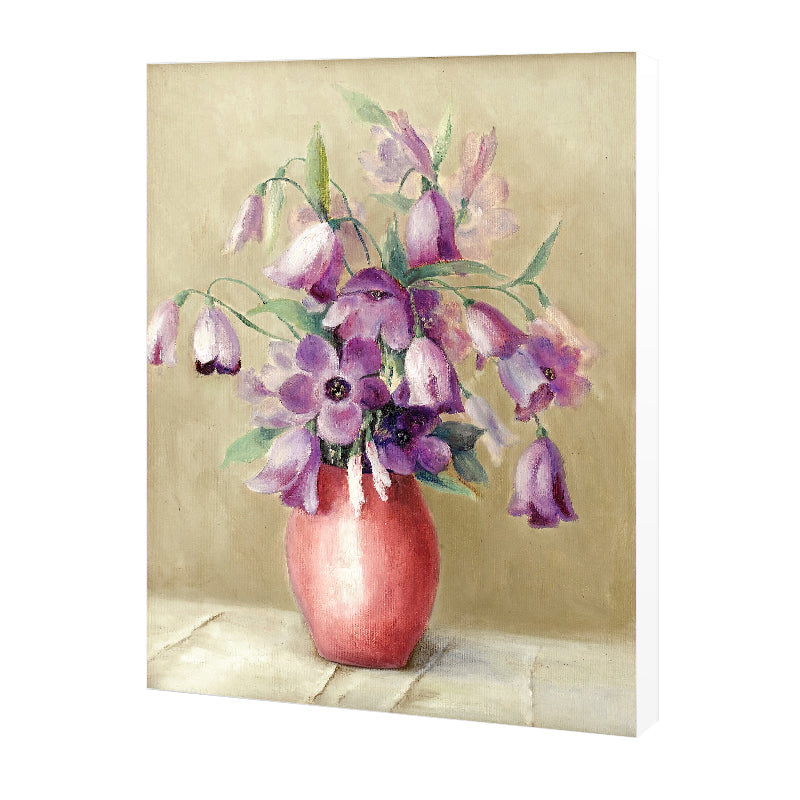 Brehn | Blumen und Vase Malerei Leinwand Modernismus Texturierte Wandkunst in Heller Farbe