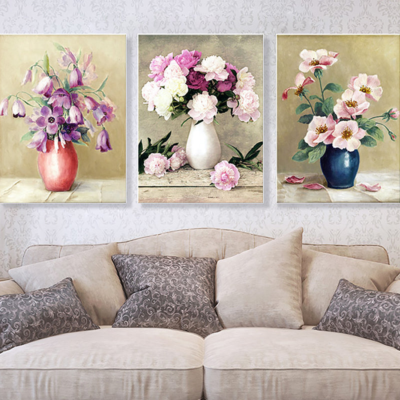 Brehn | Blumen und Vase Malerei Leinwand Modernismus Texturierte Wandkunst in Heller Farbe