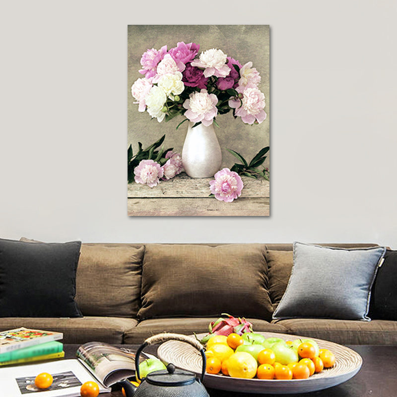 Brehn | Blumen und Vase Malerei Leinwand Modernismus Texturierte Wandkunst in Heller Farbe
