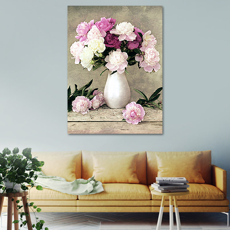 Brehn | Blumen und Vase Malerei Leinwand Modernismus Texturierte Wandkunst in Heller Farbe