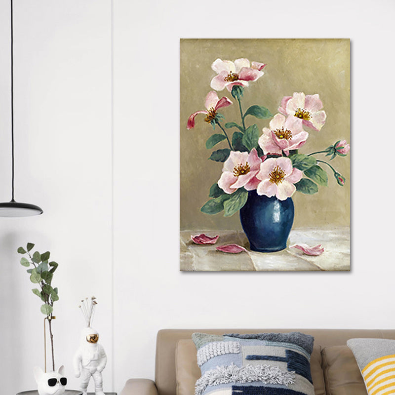 Brehn | Blumen und Vase Malerei Leinwand Modernismus Texturierte Wandkunst in Heller Farbe