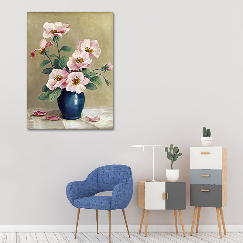Brehn | Blumen und Vase Malerei Leinwand Modernismus Texturierte Wandkunst in Heller Farbe