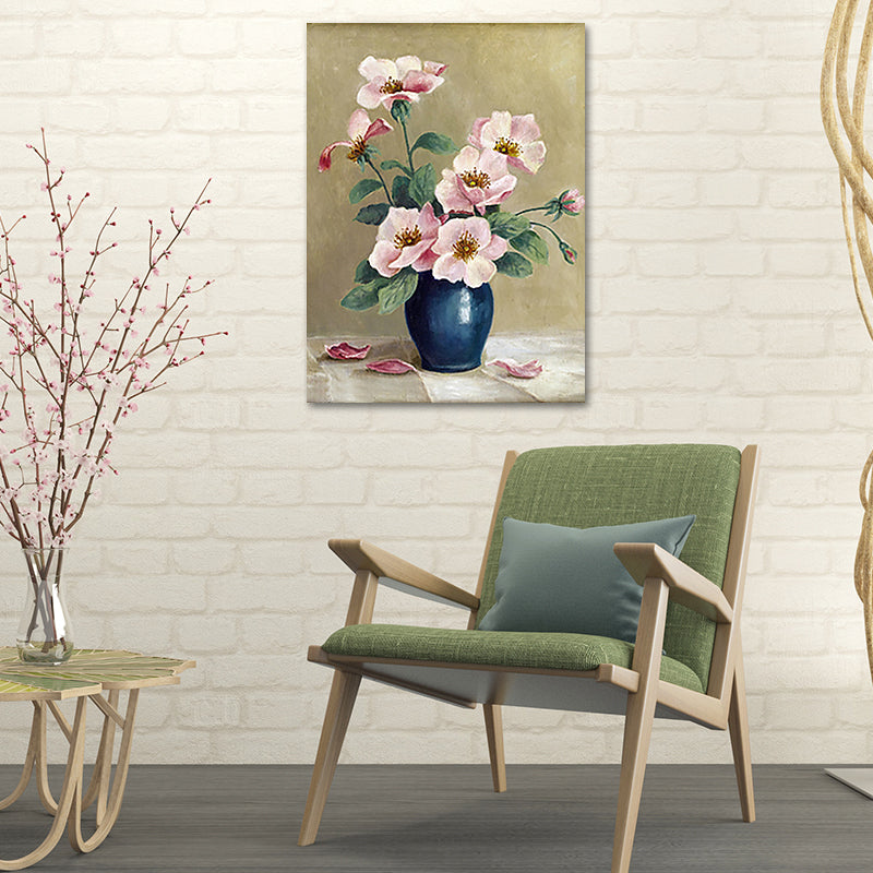 Brehn | Blumen und Vase Malerei Leinwand Modernismus Texturierte Wandkunst in Heller Farbe