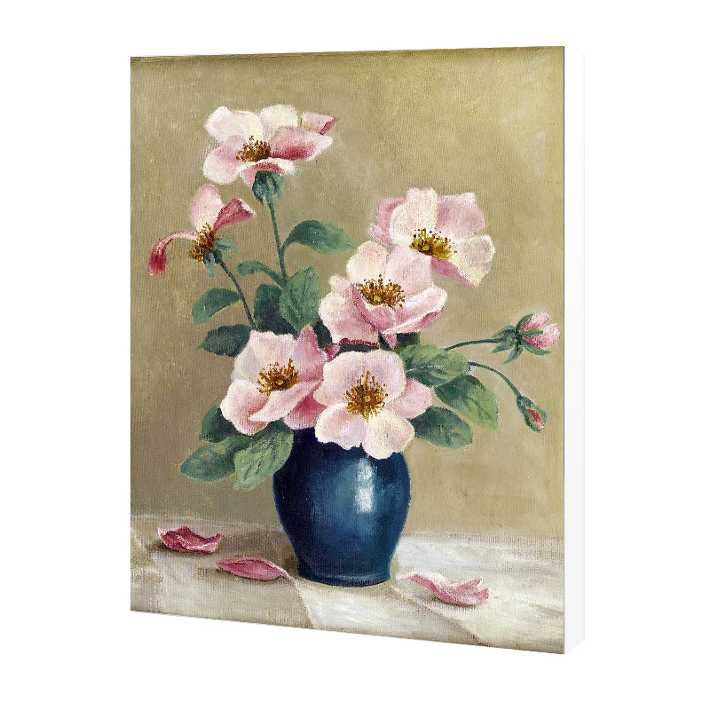 Brehn | Blumen und Vase Malerei Leinwand Modernismus Texturierte Wandkunst in Heller Farbe
