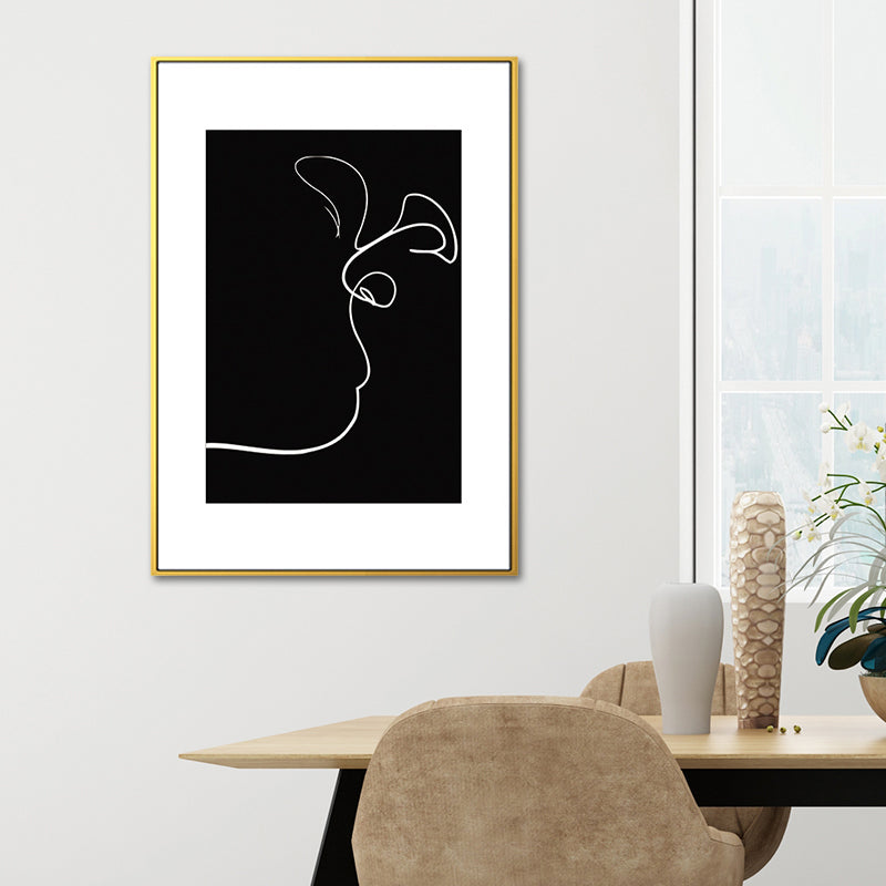 Brehn | Schwarze Figuren-Porträt-Leinwand Bleistift Nordic Stil Texturiertes Wandkunst-Druck für Spielzimmer