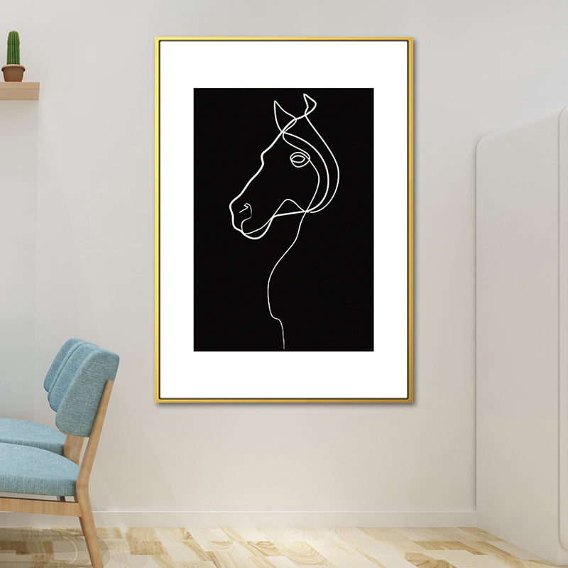 Brehn | Schwarze Figuren-Porträt-Leinwand Bleistift Nordic Stil Texturiertes Wandkunst-Druck für Spielzimmer