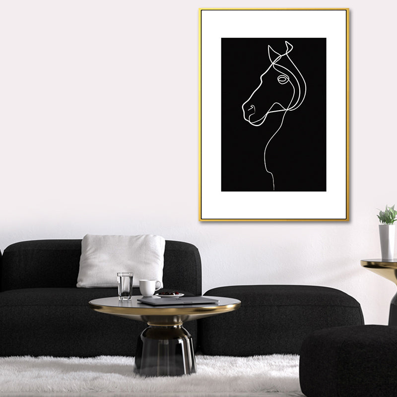 Brehn | Schwarze Figuren-Porträt-Leinwand Bleistift Nordic Stil Texturiertes Wandkunst-Druck für Spielzimmer