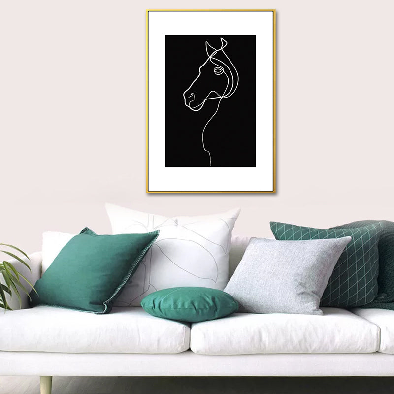 Brehn | Schwarze Figuren-Porträt-Leinwand Bleistift Nordic Stil Texturiertes Wandkunst-Druck für Spielzimmer
