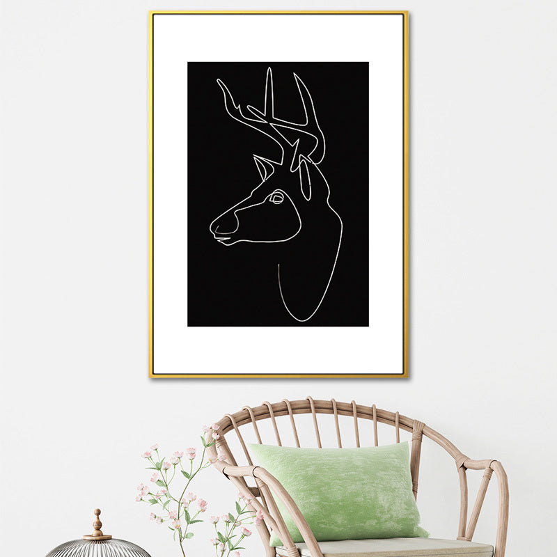 Brehn | Schwarze Figuren-Porträt-Leinwand Bleistift Nordic Stil Texturiertes Wandkunst-Druck für Spielzimmer