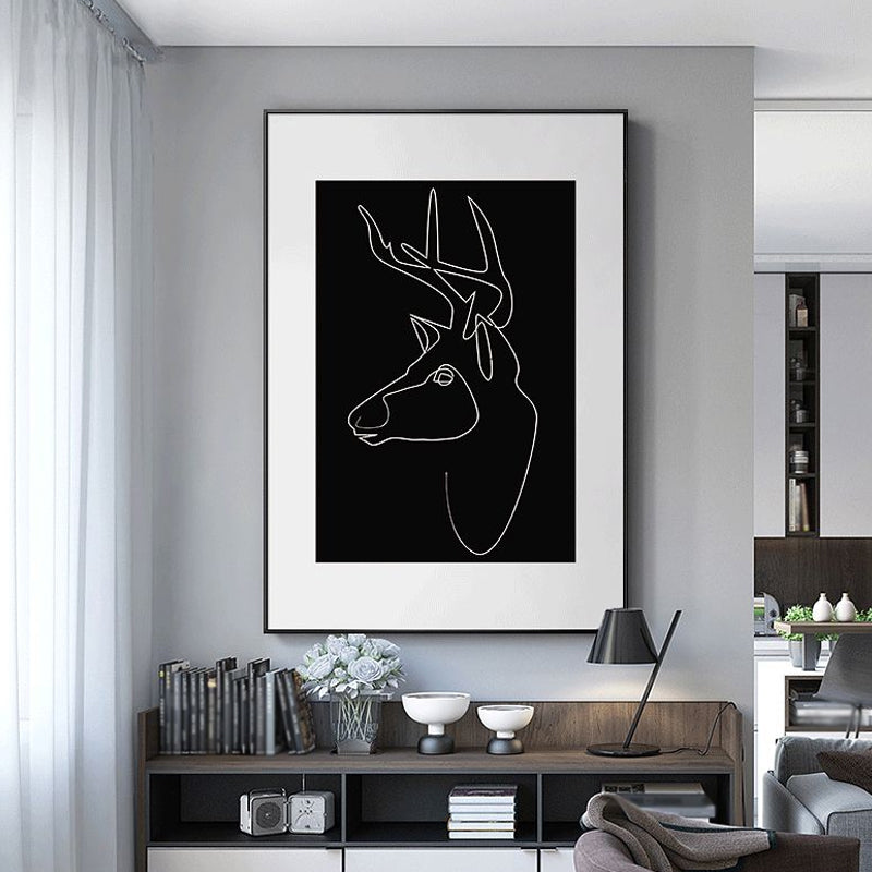 Brehn | Schwarze Figuren-Porträt-Leinwand Bleistift Nordic Stil Texturiertes Wandkunst-Druck für Spielzimmer