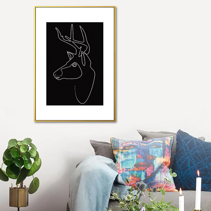 Brehn | Schwarze Figuren-Porträt-Leinwand Bleistift Nordic Stil Texturiertes Wandkunst-Druck für Spielzimmer