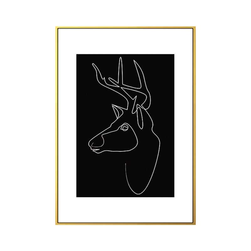 Brehn | Schwarze Figuren-Porträt-Leinwand Bleistift Nordic Stil Texturiertes Wandkunst-Druck für Spielzimmer