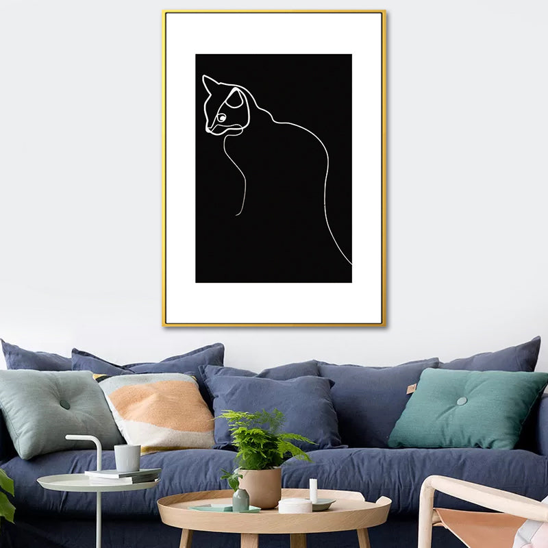 Brehn | Schwarze Figuren-Porträt-Leinwand Bleistift Nordic Stil Texturiertes Wandkunst-Druck für Spielzimmer