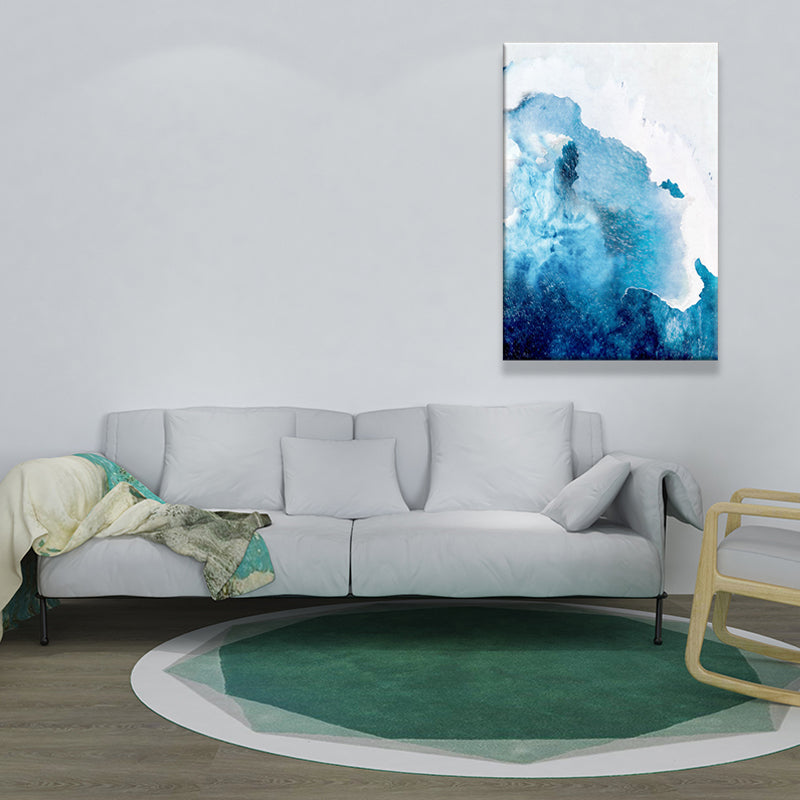 Brehn | Blaue abstrakte Malerei Leinwanddruck strukturierte zeitgenössische Wohnzimmer Wandkunst Dekor