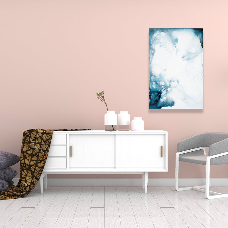 Brehn | Smoke Look Abstract Painting Canvas Modern Textured Wohnzimmer Wandkunst Druck in Blau
