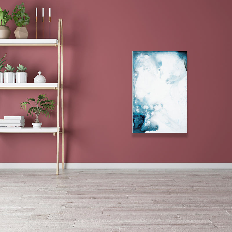 Brehn | Smoke Look Abstract Painting Canvas Modern Textured Wohnzimmer Wandkunst Druck in Blau