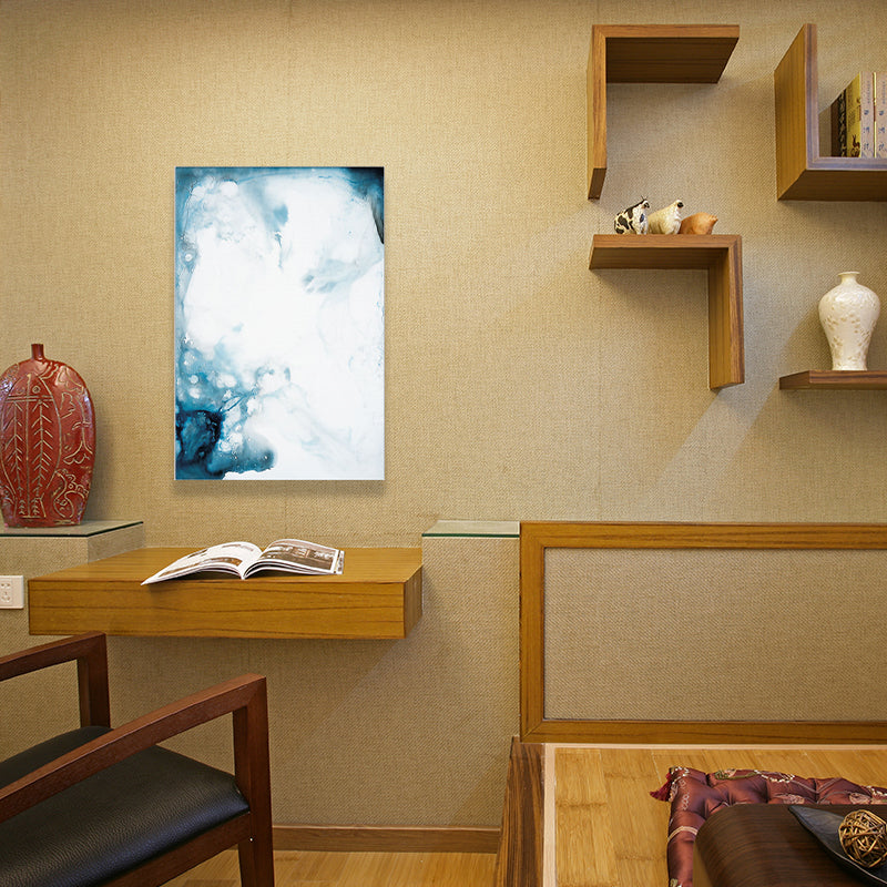 Brehn | Smoke Look Abstract Painting Canvas Modern Textured Wohnzimmer Wandkunst Druck in Blau