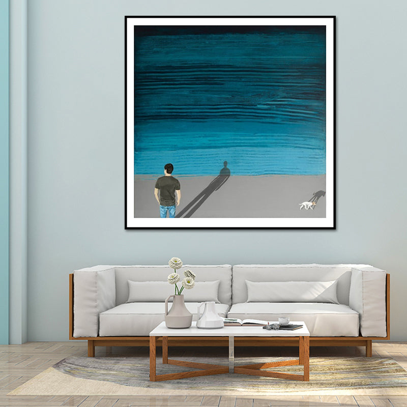 Brehn | Meer und Einsamkeit Wandkunst-Druck Nordisches Leinwand Texturierte Wanddekoration für Schlafzimmer