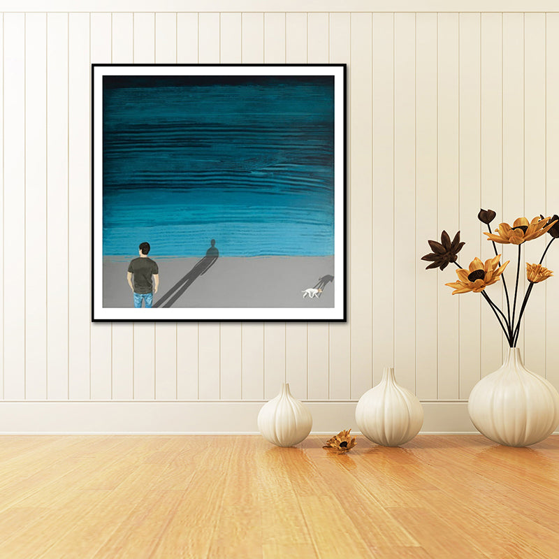 Brehn | Meer und Einsamkeit Wandkunst-Druck Nordisches Leinwand Texturierte Wanddekoration für Schlafzimmer