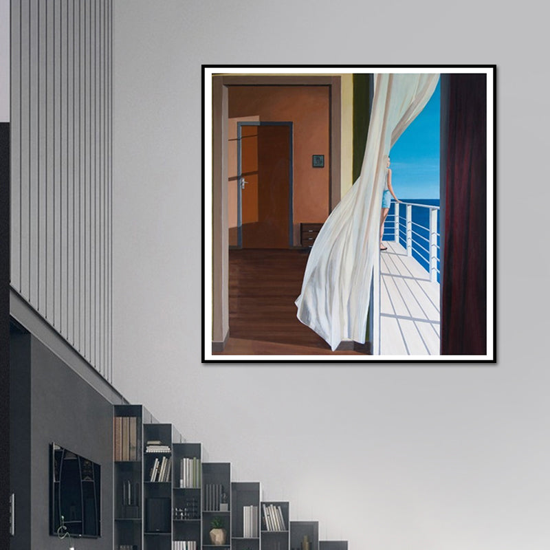 Brehn | Meer und Einsamkeit Wandkunst-Druck Nordisches Leinwand Texturierte Wanddekoration für Schlafzimmer