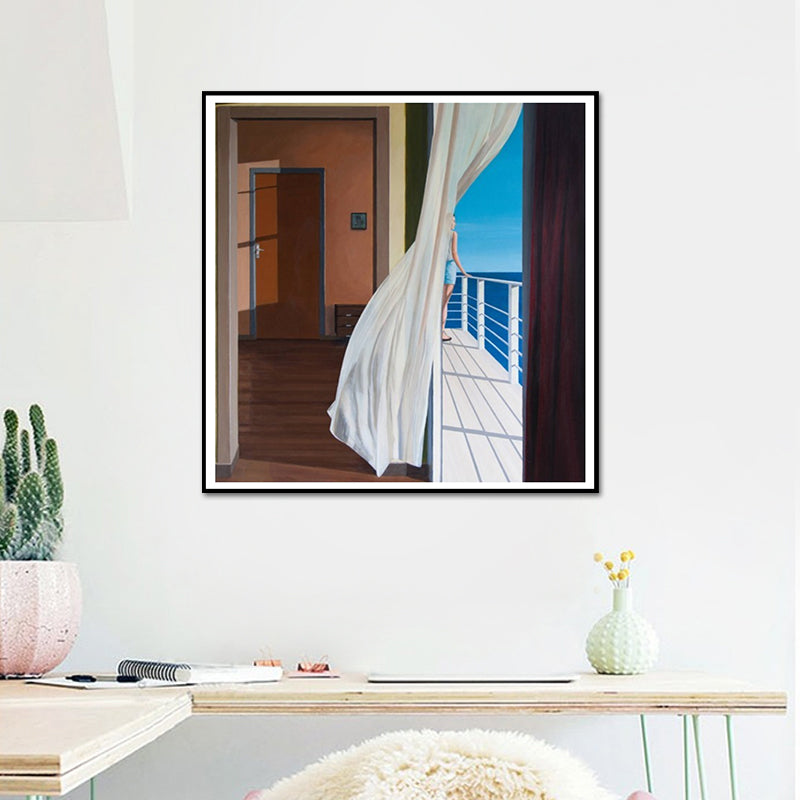 Brehn | Meer und Einsamkeit Wandkunst-Druck Nordisches Leinwand Texturierte Wanddekoration für Schlafzimmer