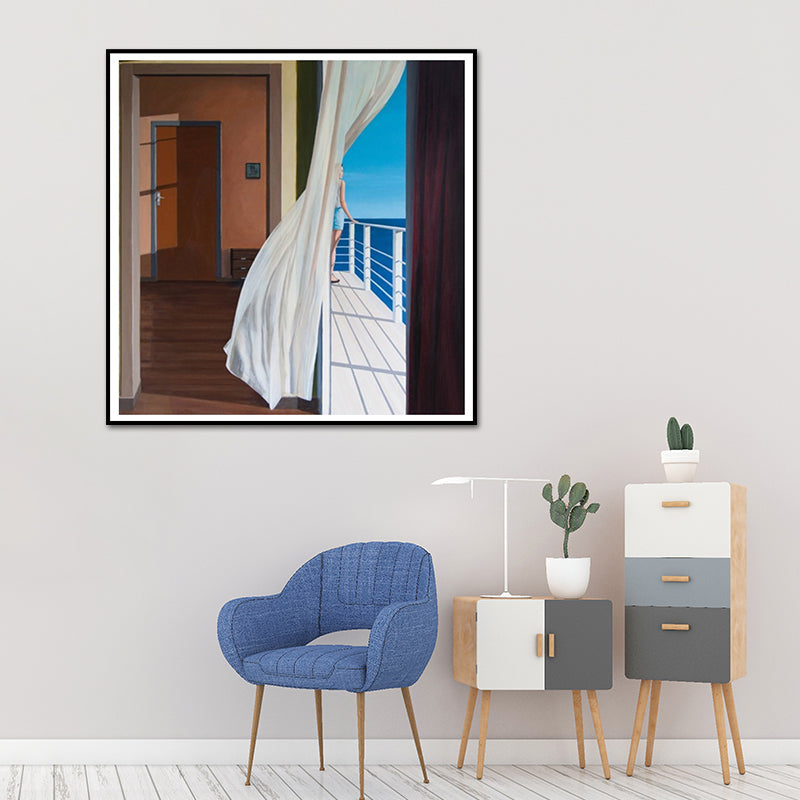Brehn | Meer und Einsamkeit Wandkunst-Druck Nordisches Leinwand Texturierte Wanddekoration für Schlafzimmer
