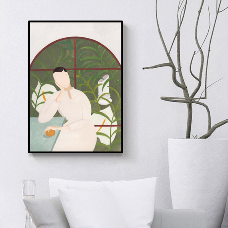 Brehn | Stylische Hausfrau Wandkunst für das Wohnzimmer Mode Leinwanddruck in Pastellfarbe