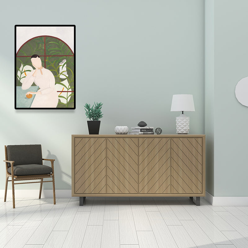 Brehn | Stylische Hausfrau Wandkunst für das Wohnzimmer Mode Leinwanddruck in Pastellfarbe