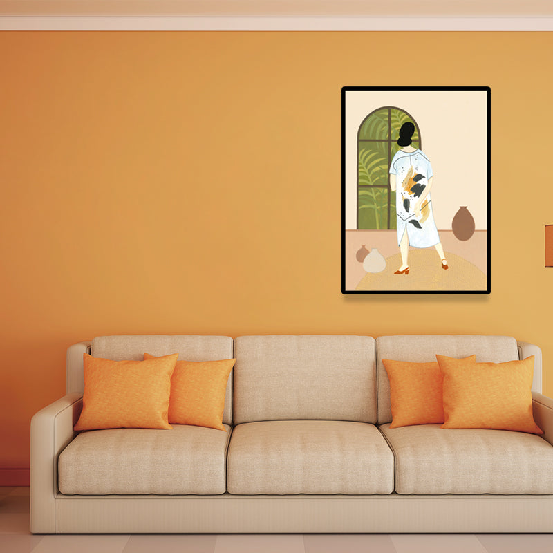 Brehn | Stylische Hausfrau Wandkunst für das Wohnzimmer Mode Leinwanddruck in Pastellfarbe
