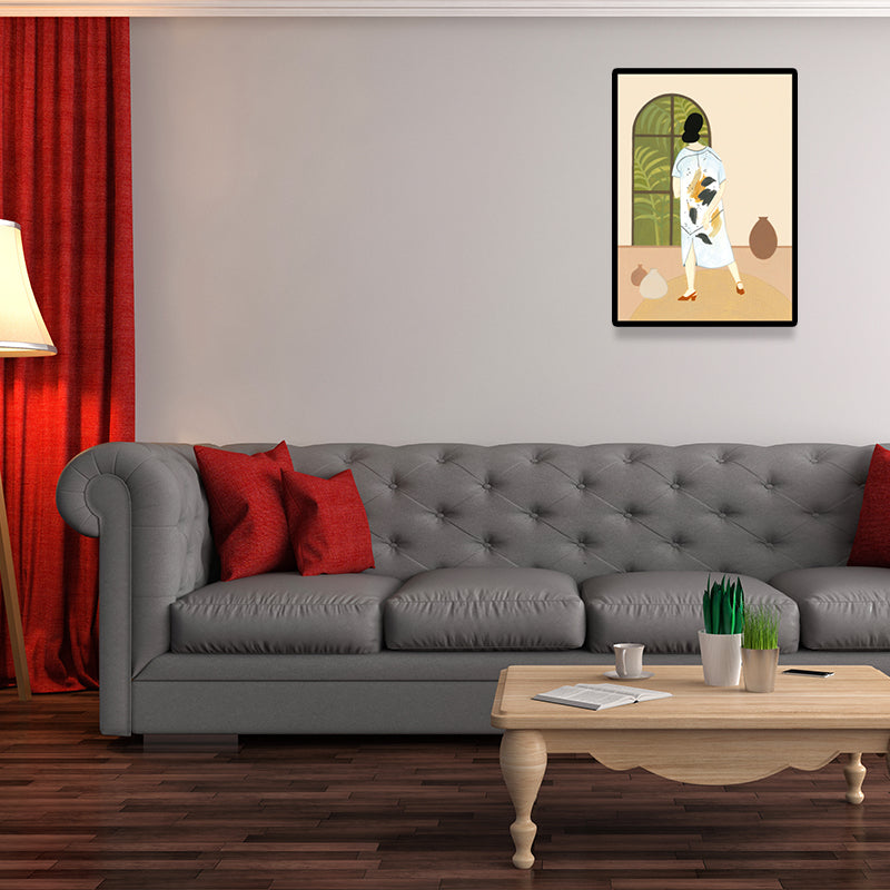 Brehn | Stylische Hausfrau Wandkunst für das Wohnzimmer Mode Leinwanddruck in Pastellfarbe