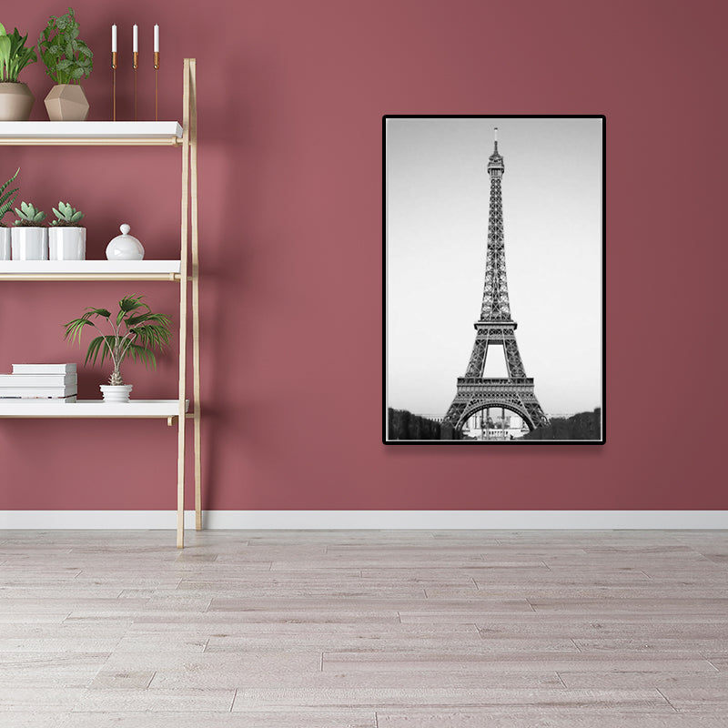 Brehn | Fotografie Eiffelturm Leinwand Wandkunst für Esszimmer, Schwarz-Grau, Texturierte Oberfläche