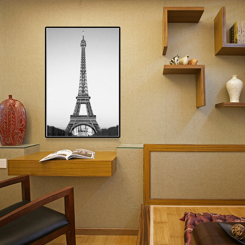 Brehn | Fotografie Eiffelturm Leinwand Wandkunst für Esszimmer, Schwarz-Grau, Texturierte Oberfläche